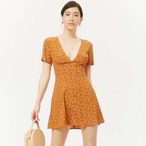Forever 21 Mustard Flowy Woven Dress